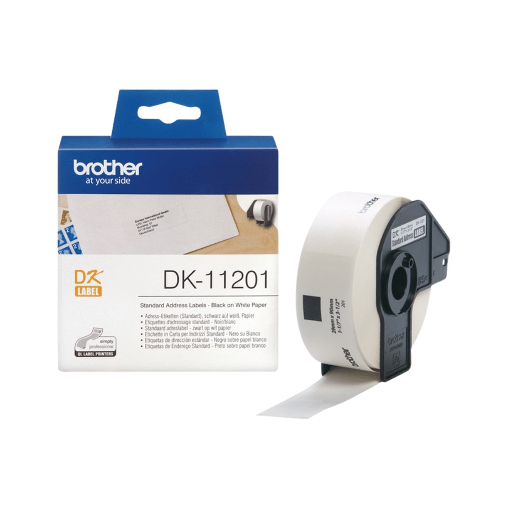 

BROTHER DK-11201 DIE CUT LABEL ROLL 29MM X 90MM, BLACK ON WHITE, 400 LABEL DK 11201