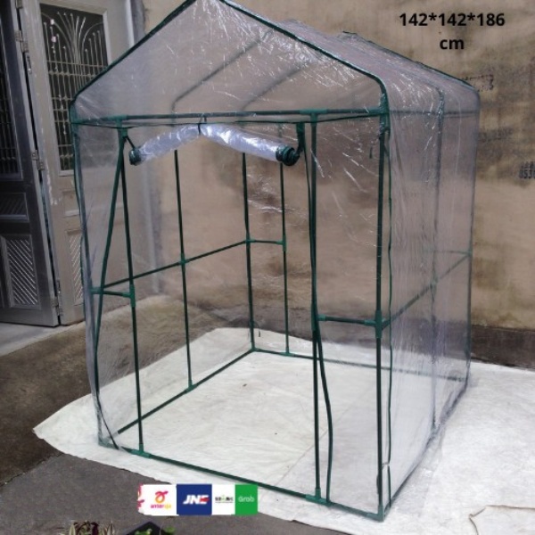 greenhouse rumah kaca portable knock down transparan 1 pintu
