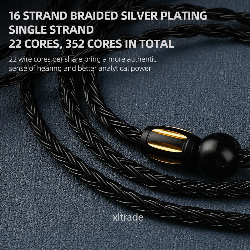 Zr Kabel Upgrade 16 Core Braided Lapis Silver 3.5 / 2.5 / 4.4mm Untuk QDC KZ PR1 ZS10 Pro X CCA HM20