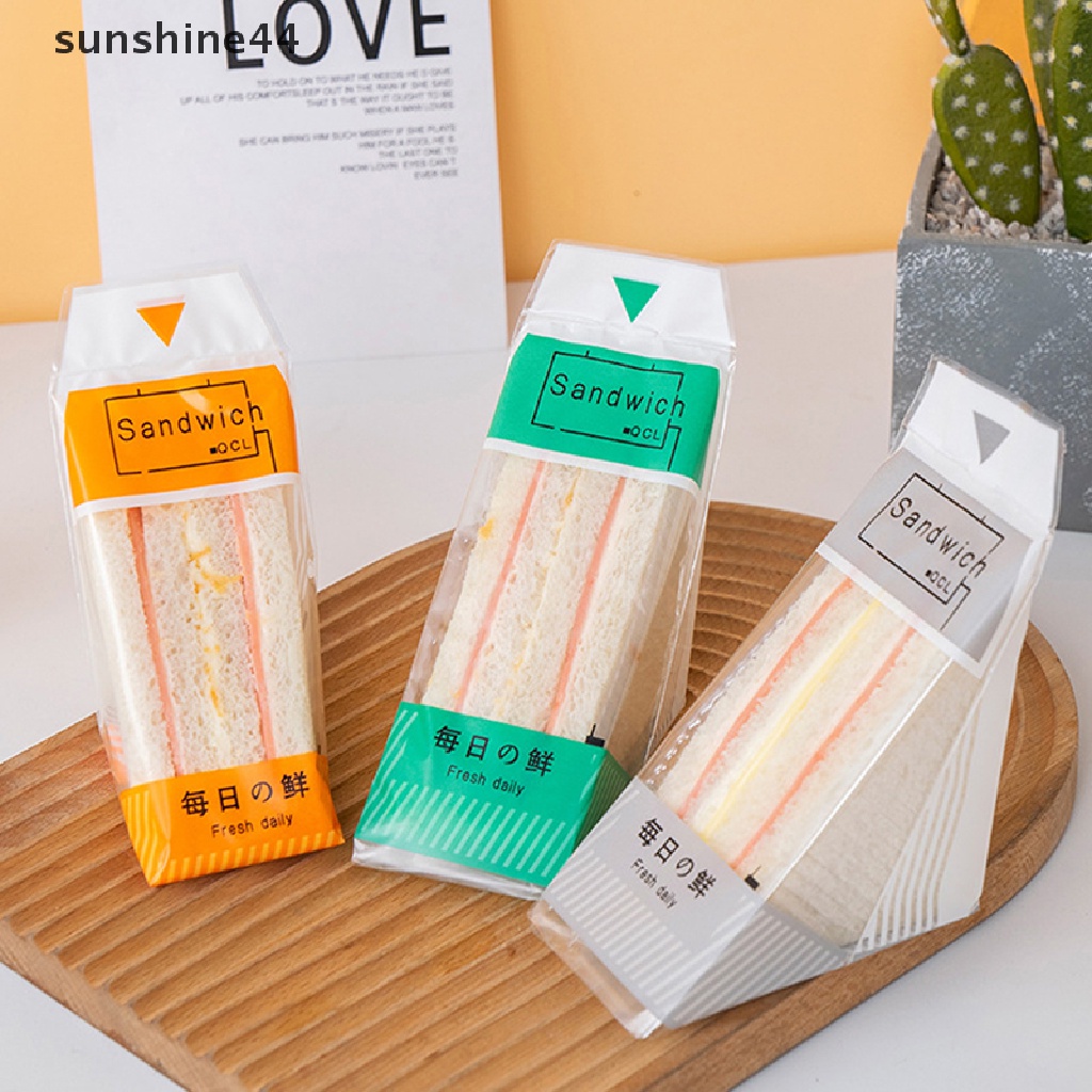 Sunshine 100pcs Plastik Wrap Roti / Sandwich Bentuk Segitiga Transparan Tebal