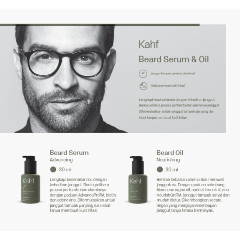 Kahf Hair Serum 30 Ml &amp; Advancing Beard Serum Penumbuh Jenggot dan Rambut