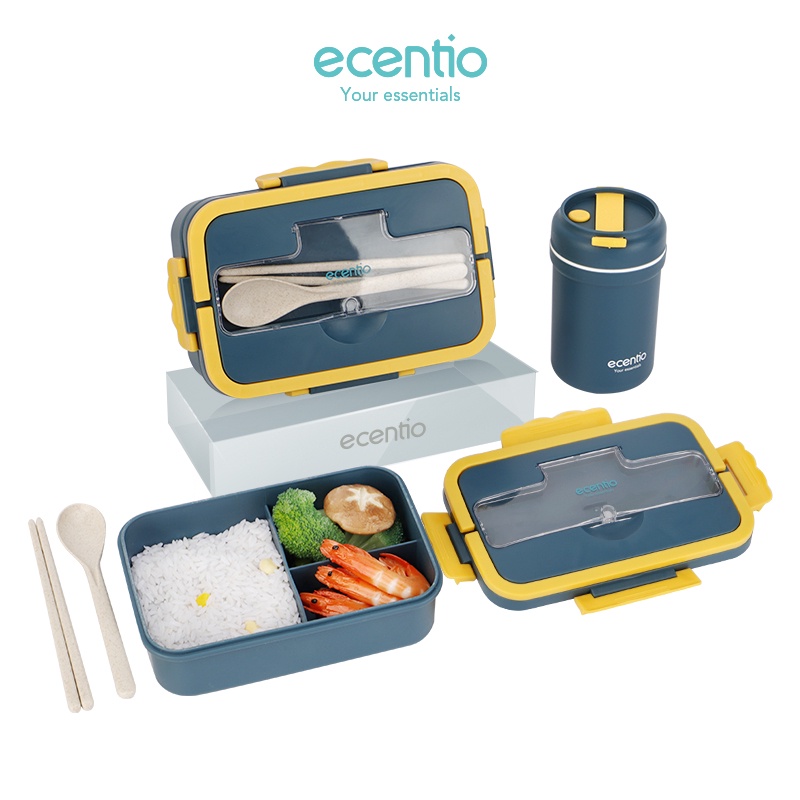 Jual ecentio lunch box set Jerami Gandum lunch box tempat makan anak kotak Bekal makan & Mangkuk