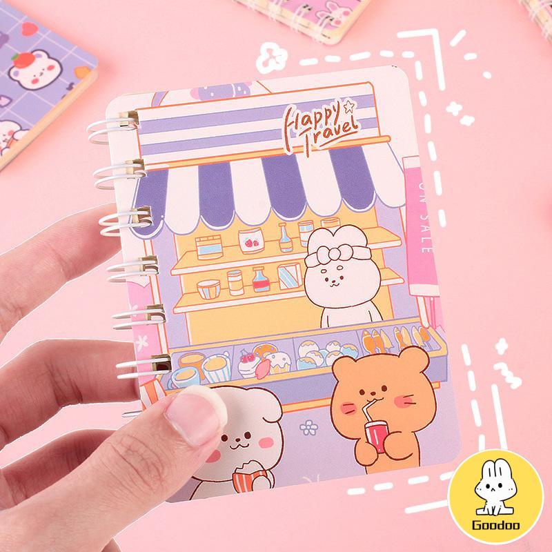 A7 Buku kecil Kartun mini notebook ring motif buku tullis kecil lucu notebook ring motif Perlengkapan sekolah -Doo