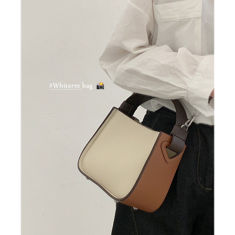 Suhao Korea Minoritas Desain Tas Wanita Musim Panas 2022 Baru Fashion Genggam Warna Kontras Tas Ember Berkualitas Tinggi Tekstur Messenger Bag