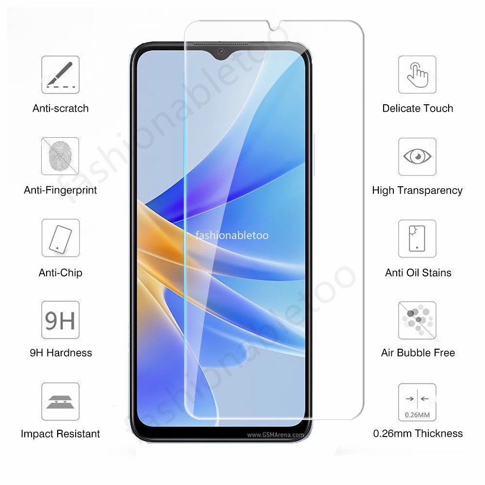 Pelindung Layar Bahan Tempered Glass Oppo A17 Oppo A17k Paket 2 in 1