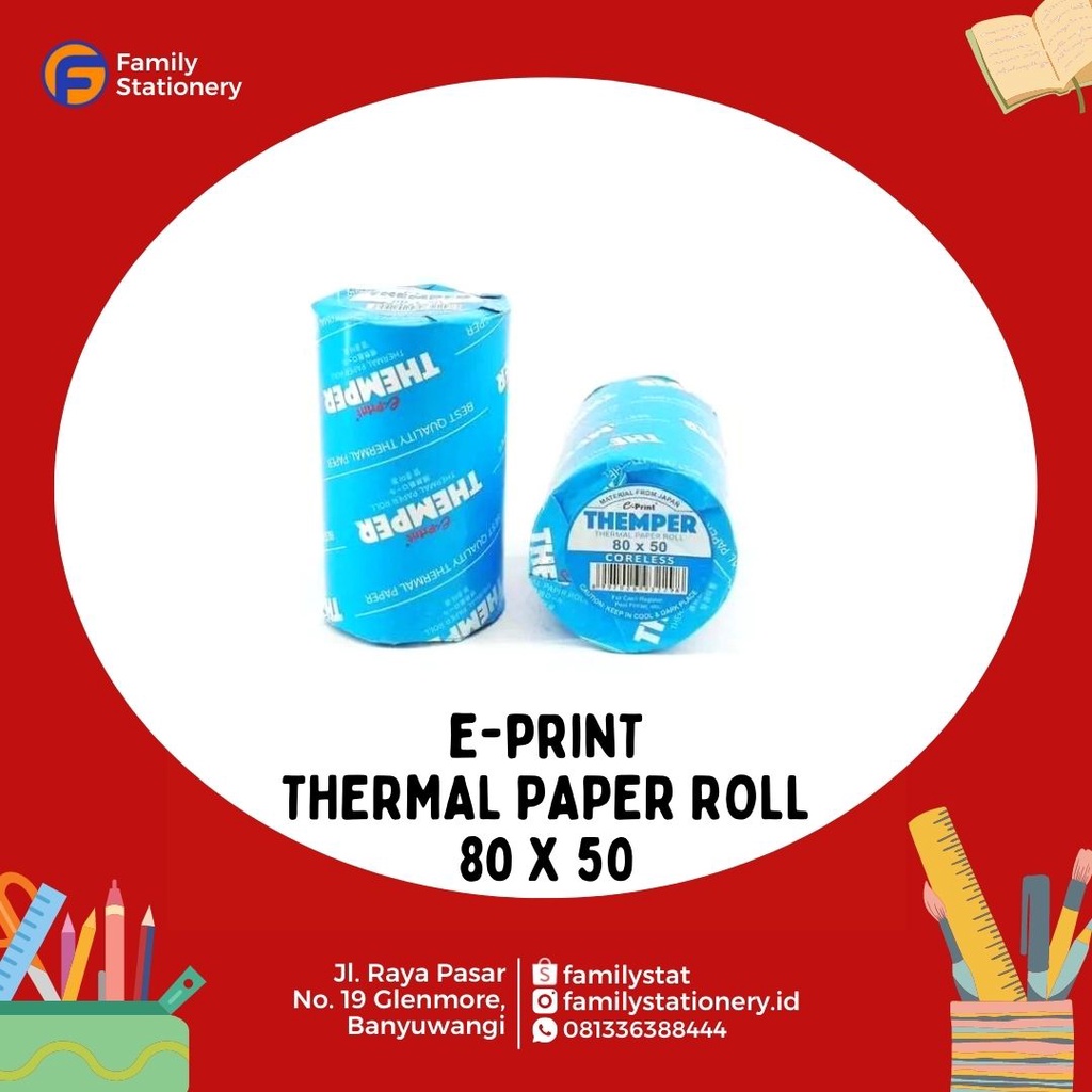 

Themper Thermal Paper 80x50 mm Kertas Roll Kasir E-Print