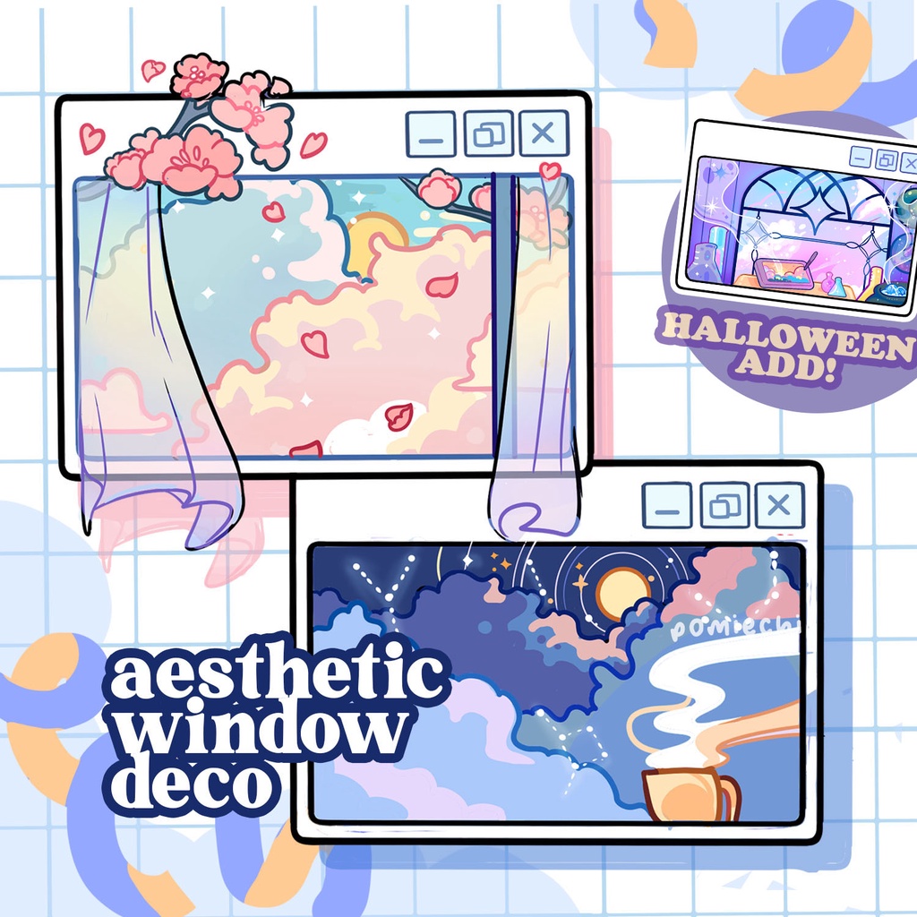 

Windows Aesthetic Deco Desktop Sticker, Stiker dekorasi hias bujo