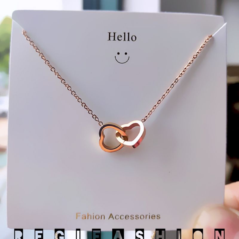 KALUNG WANITA KOREA LIONTIN LOVE GANDA KALUNG WANITA KOREA MODEL KEKINIAN ANTI KARAT TIDAK LUNTUR