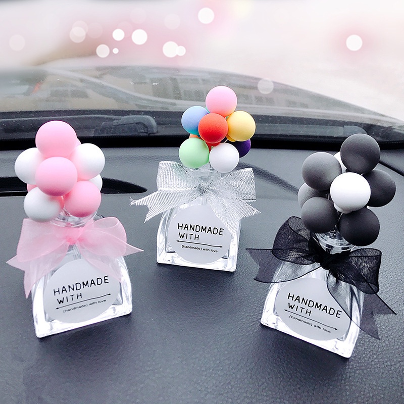 (BOW) Miniatur Mobil Dekorasi Pajangan Dashboard Mobil Dengan Hiasan Botol Kaca Mutiara