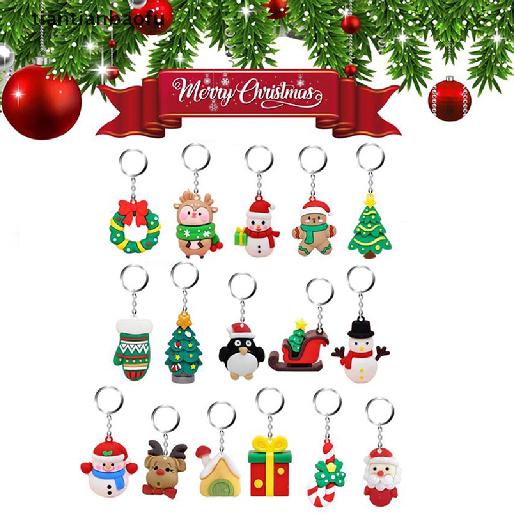 24 Pcs Gantungan Kunci Liontin Kalender Advent Natal Untuk Anak