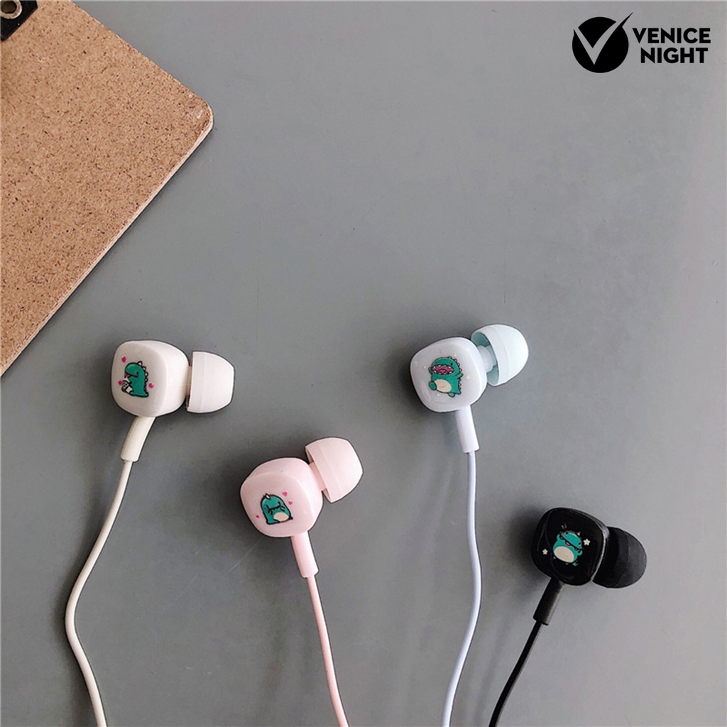(VNEP) (Berkabel) Earbud Kartun Lucu Universal Bass In-Ear Mic Earphone dengan Kotak Penyimpanan