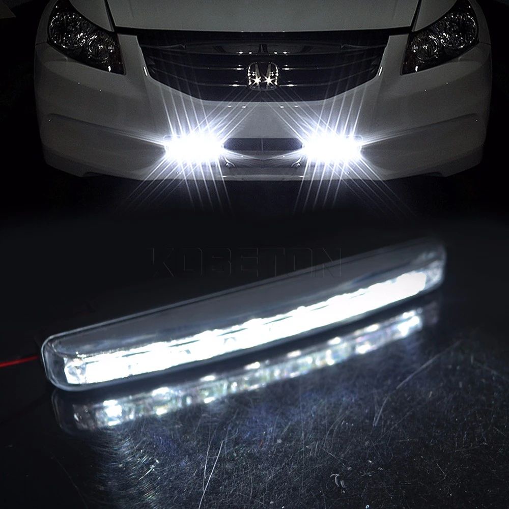 Lampu DRL 8 LED Fog Light Mobil 1 pc Daytime LED 6000K 12V