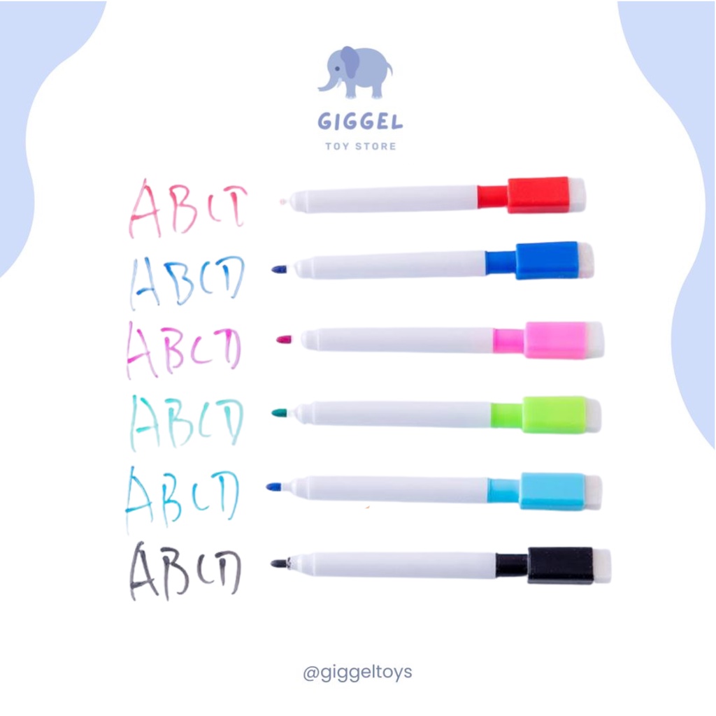 [ Giggel ] SMALL WHITEBOARD PEN / Spidol Penghapus Tinta Hitam / Dapat Dihapus / Wipe and Clean / Whiteboard Market
