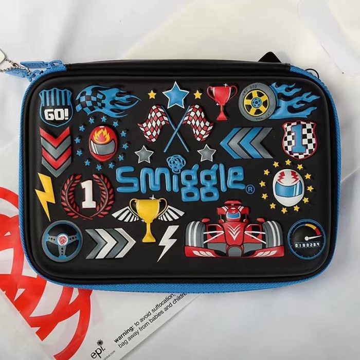 

Smiggle Kotak Pensil Anak Cowok Pencil Case Boy Shark Robot Race Black