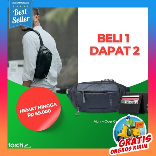 Tas Selempang Kanvas West Wood Pria Keren Slempang Fashion Kasual Hitam Navy Slingbag Bahu Cowok Ant