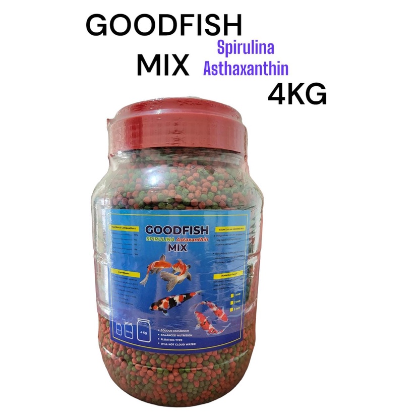 PELET IKAN KOKI KOI GOODFISH MIX SPIRULINA ASTAXANTHIN 4 KG 5MM