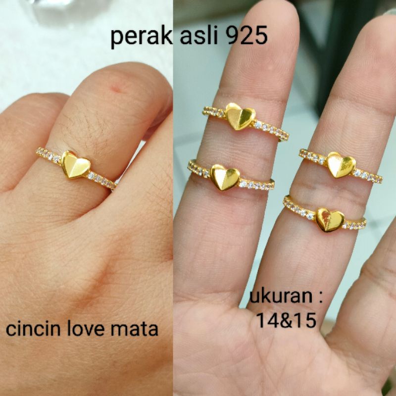 CINCIN LOVE PERAK 925 ASLI LAPIS MAS 24K