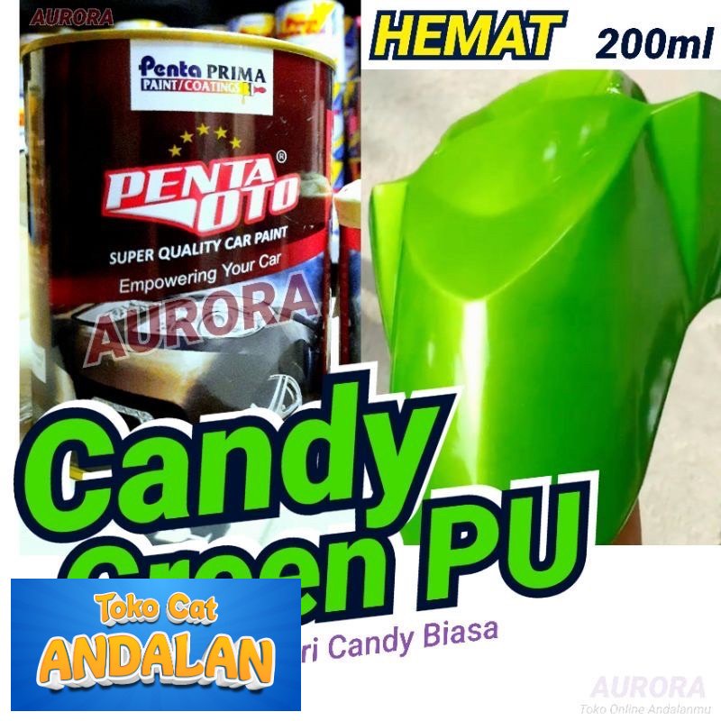 

Toko Cat Andalan - Cat Penta Oto Candytone Green PU 200ml Ecer Hijau Candy Tone / kualitas premium super gloss kenditon kendi transparan duco duko diko sepeda motor mobil Toko Cat Andalan Motor dan Mobil