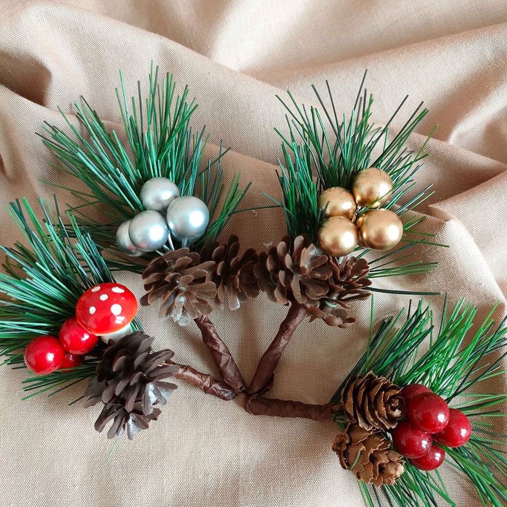 Christmas Ball Ball Pine Branch Natal  Ornamen Merry Christmas  Dekorasi Bunga Palsu Decoration Hisasan Natal Christmas Flower  Xmas