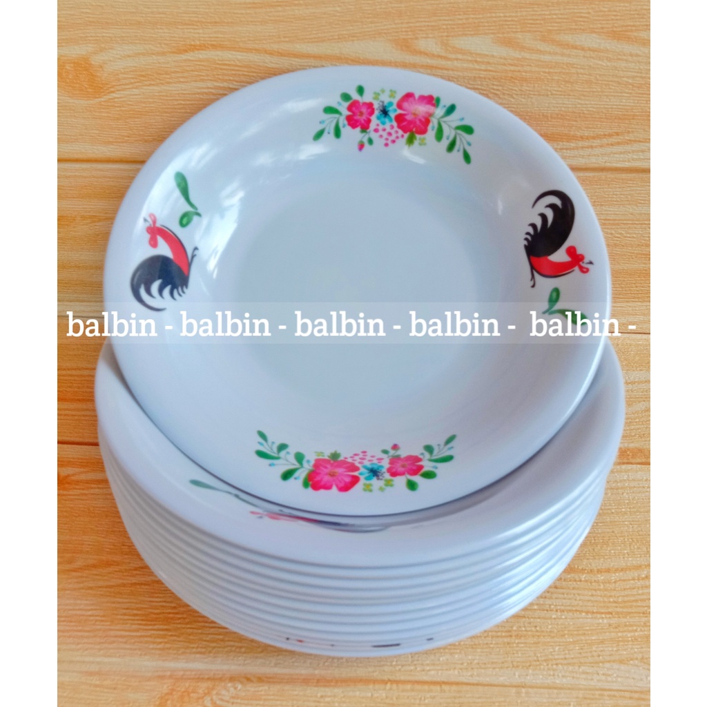 PROMO 3 PCS | PIRING MELAMINE 9.INCH  MOTIF AYAM MELAMIN SINGA SINGI FOOD GRADE TEBAL TAHAN BANTING - PIRING MAKAN MOTIF YAM JAGO - PIRING MELAMIN - PIRING BULAT MELAMIN ASLI