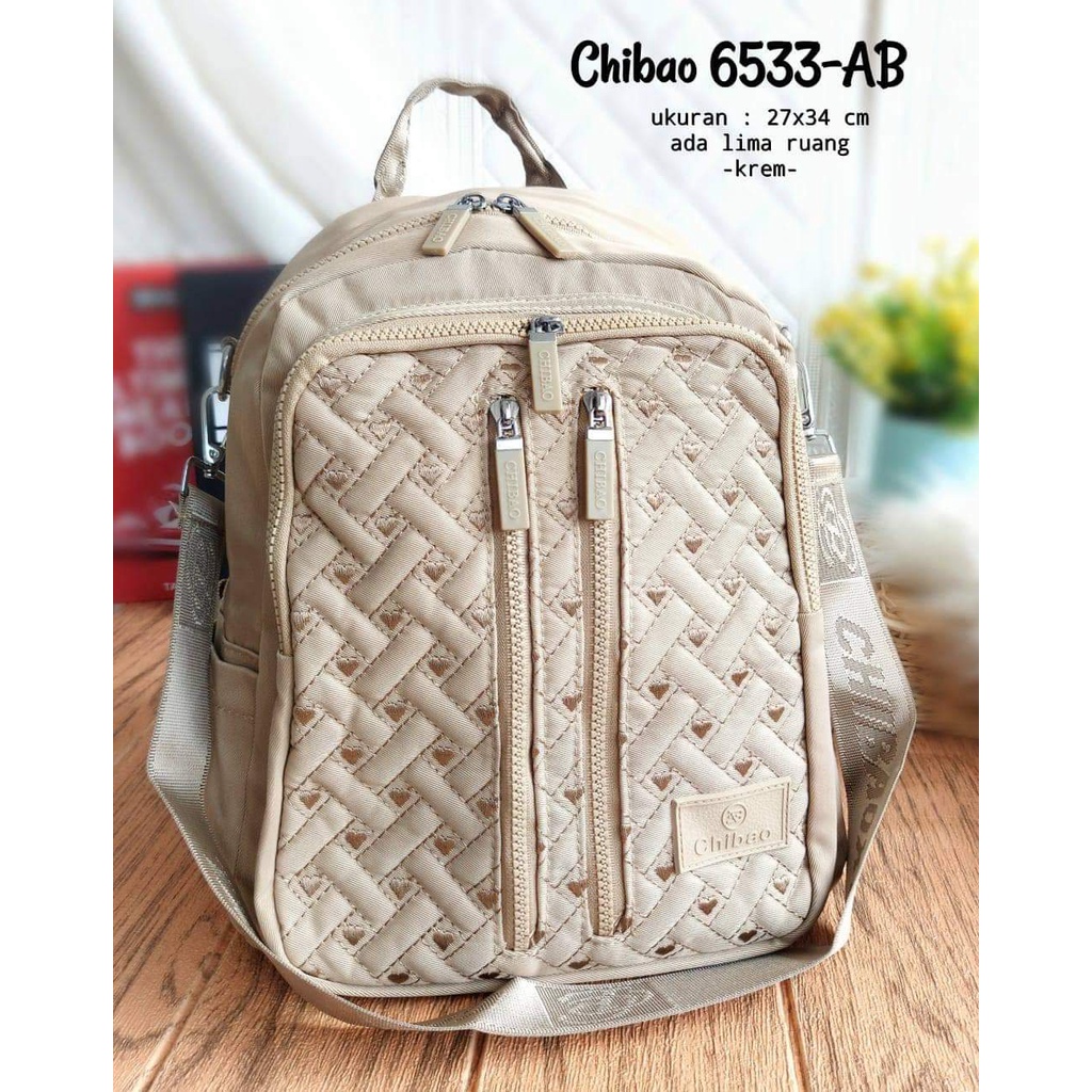 Tas Ransel Chibao 6533-AB bahan Kanvas Halus size 35x13x26 cm. Tas Wanita Import Tas Ransel Wanita BEST SELLER TERBARU BISA BAYAR DITEMPAT.!!!!