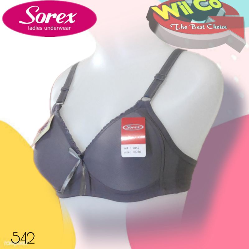 K542 - BRA WANITA SOREX EXTRA COMFORT TANPA KAWAT BUSA TIPIS CUP A/B SIZE 36-42