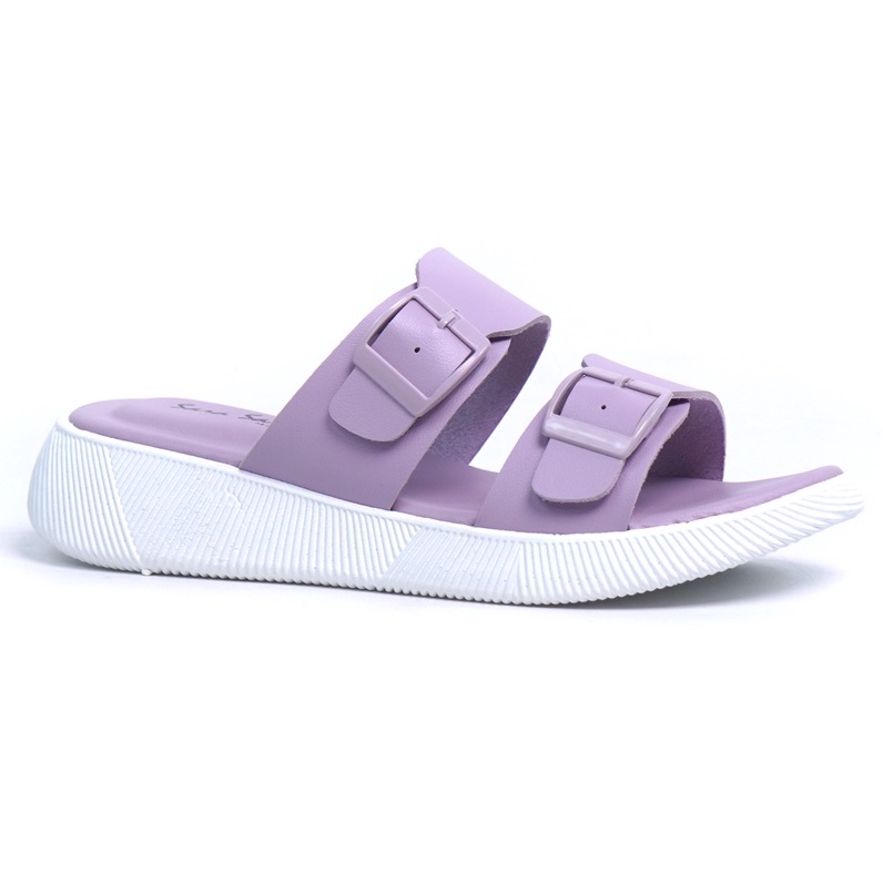 SARASARA YUK - Sandal Wanita Slop Casual Model Birken Sol Puyuh SARA SARA JEAN Sendal Selop Cewek Kulit Santai Strap Gesper Ban dua Empuk lucu Size 36 37 38 39 40 Warna Lilac Ungu Soft Anti Slip Original Kekinian Terbaru Shoes ORI Mall Official Store