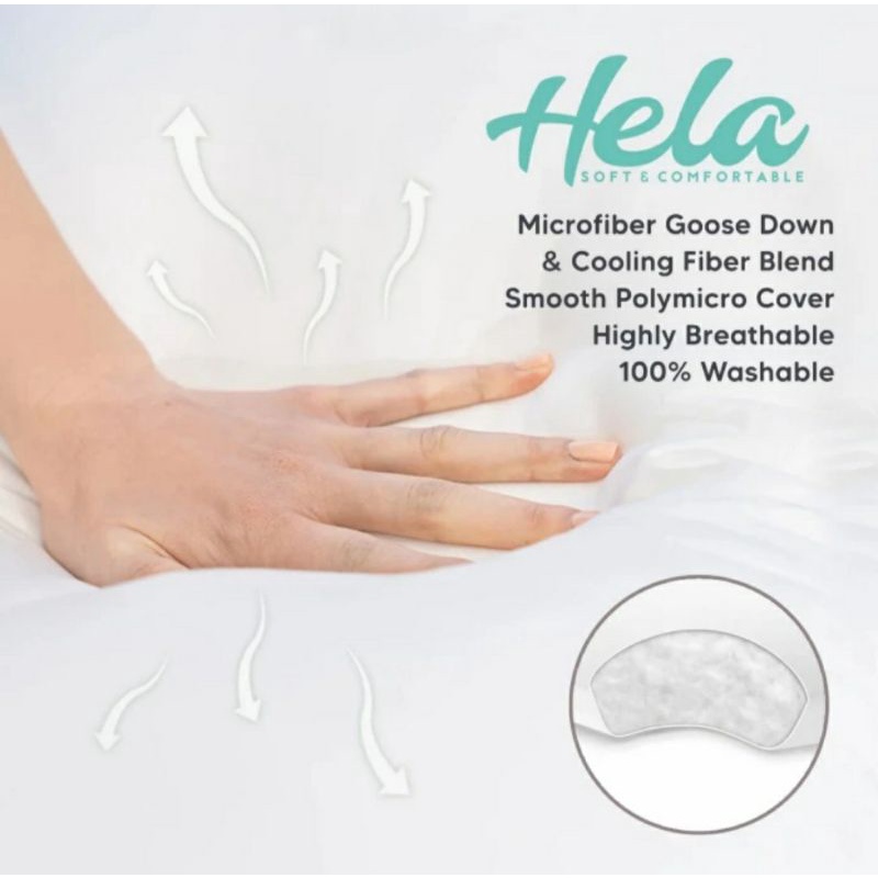 Bantal Hela Signature Queen Microfiber Goose Down &amp; Cooling Fiber (Uk. 50cm x 70cm)