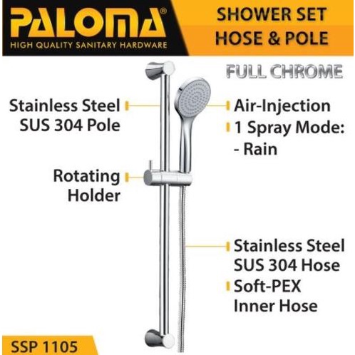 PALOMA SSP 1105 SHOWER SET TIANG,HAND SHOWER,HEAD SHOWER KAMAR MANDI paling rame