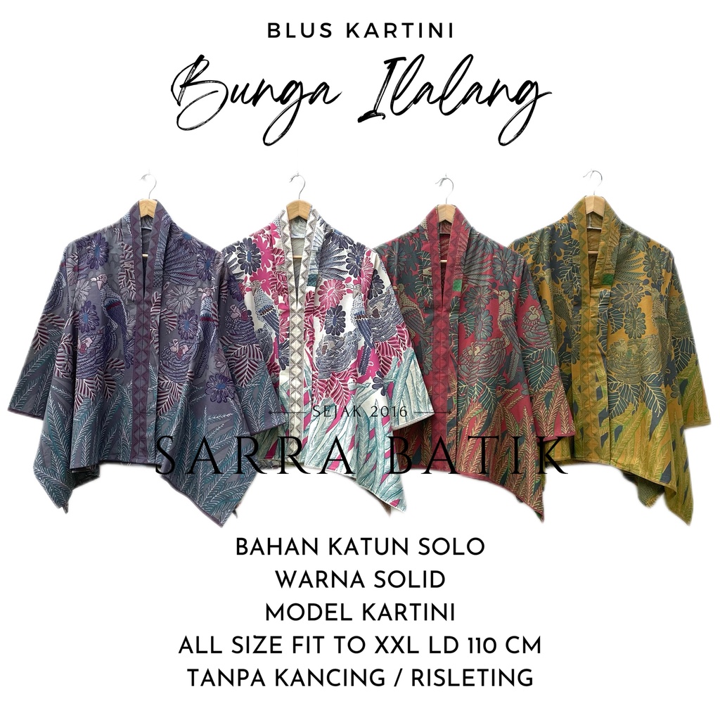 [PREMIUM] Blus Bunga Abstrak Batik Kartini Ilalang Flower Warna Batik Soft Katun Atasan Kerja Casual Modern Solo Muslim Kerja Kuliah Pesta