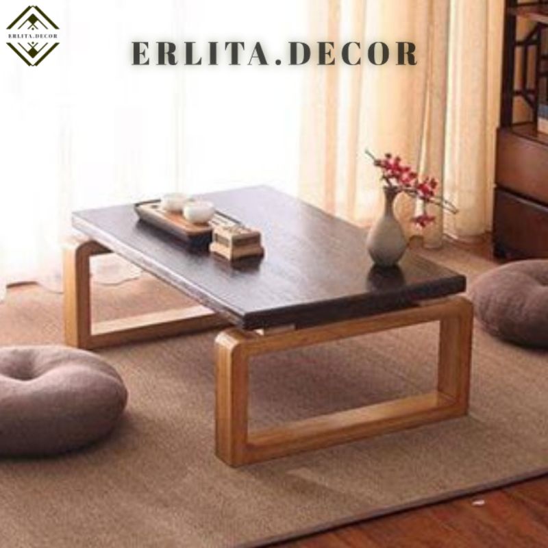 meja lesehan kayu minimalis modern estetik aesthetic multifungsi meja kopi santai meja belajar anak