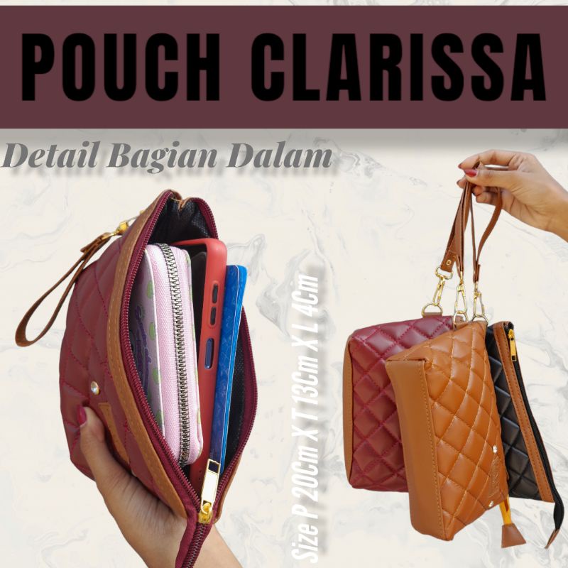 POUCH CLARISSA  BORDIR SERBAGUNA - DAPAT RANDOM EMBOS