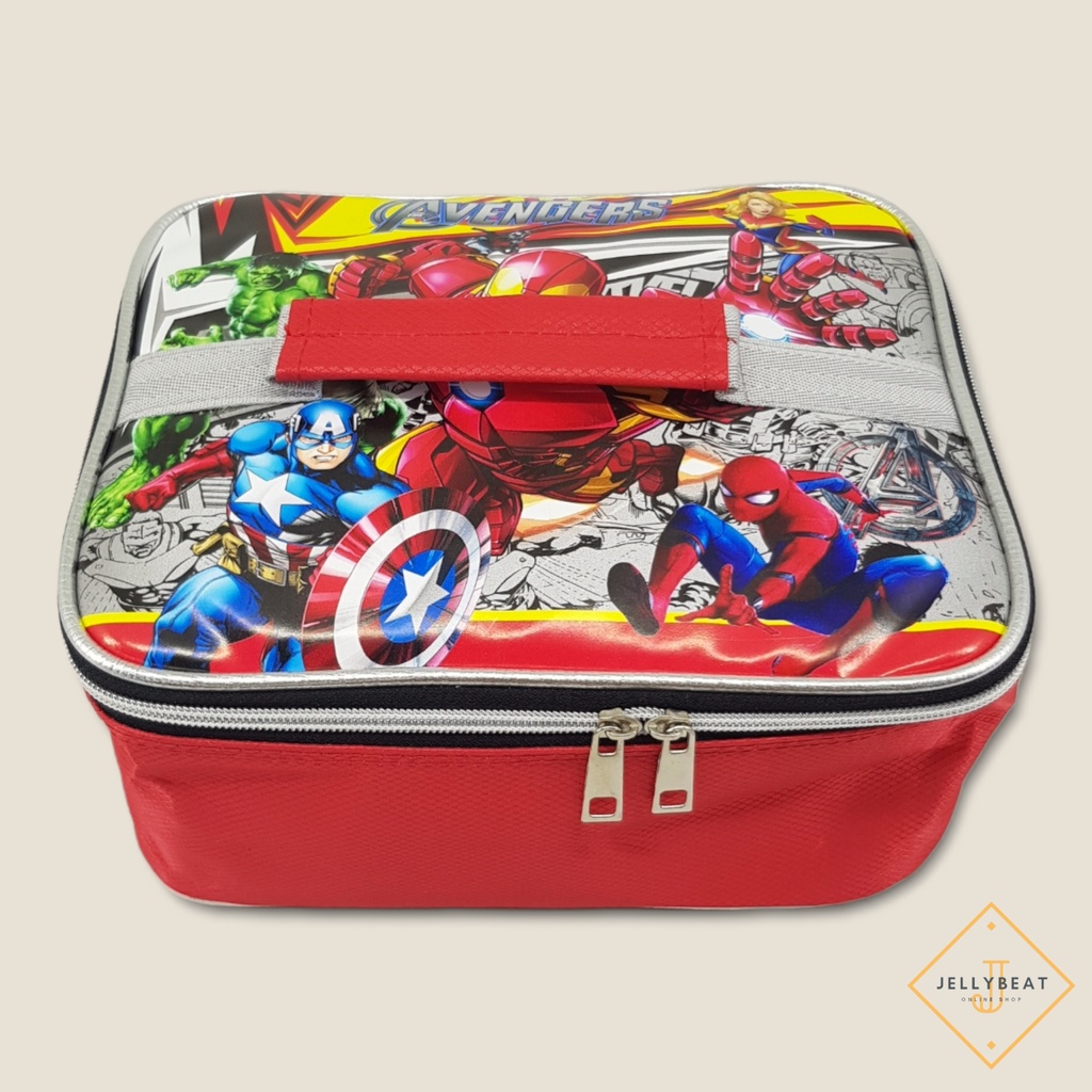 Tas Bag Lunch Box Insulated Tahan Panas  Lapis Aluminium Besar Karakter (24x18x11.5) cm - AVENGERS