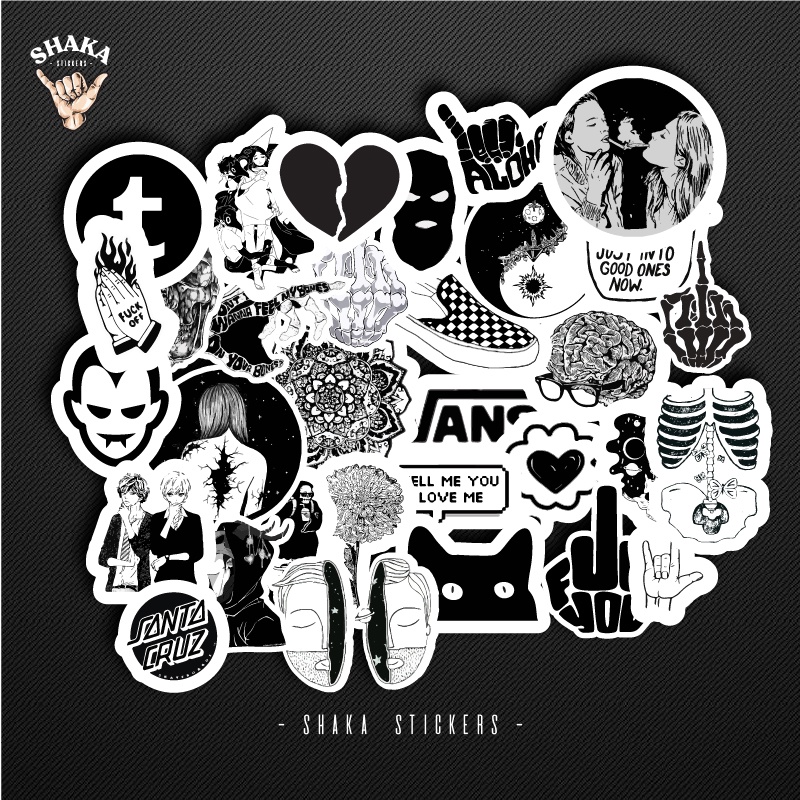 

Sticker 32 PCS Black And White Keren Tumblr Stiker Murah Anti Air Keren Sticker Laptop HP Helm
