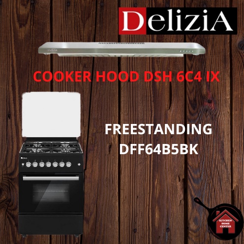 FREESTANDING DFF64BHBK + COOKER HOOD DSH 6C4 IX DELIZIA