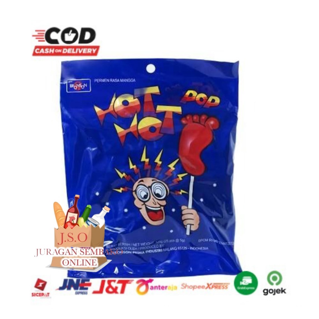 ( JSO )  Hot Hot Pop Permen Kaki 1 pack isi 25 pcs Hothot Pop Permen kaki Candy Snack Cemilan Anak Murah