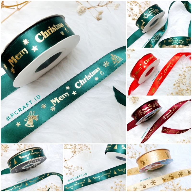 

1Roll 22Meter, Pita Natal, christmas ribbon, pita hampers natal