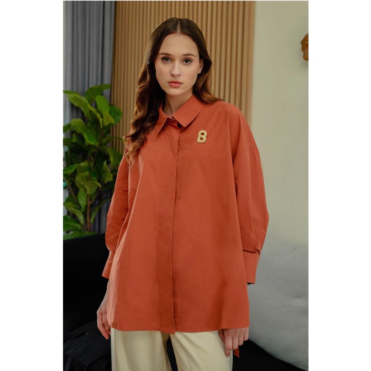 Minzy Shirt - Terracotta Tan Pink Green Blue Benang jarum benangjarum XS S M L XL XXL buttonscarves 