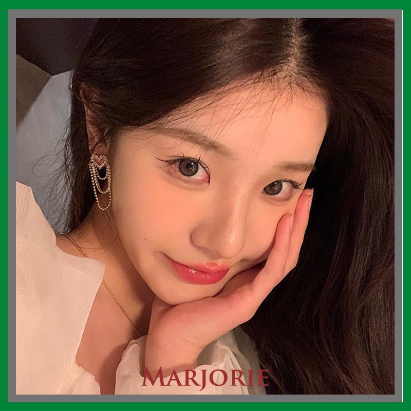 Anting rumbai Korea Rhinestone Berbentuk Hati Earrings Anting Tindik Perhiasan Wanita Fashion Murah Hadiah Perhiasan-MJD