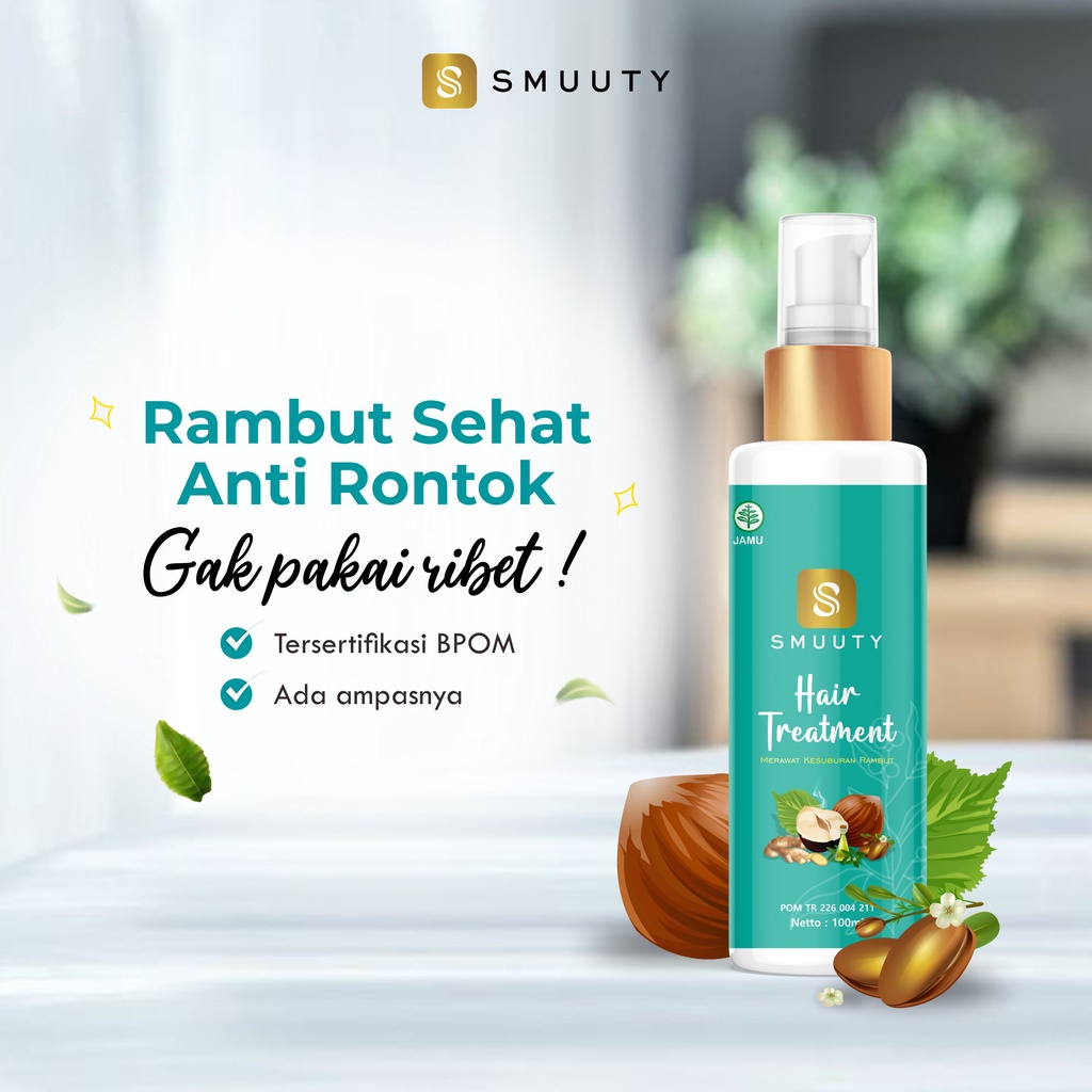 Smuuty Hair Treatment Serum Kemiri Bakar 100% Herbal BPOM | GRATIS EMAS MINI