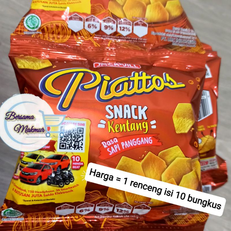 

PIATTOS Kentang Sambal Geprek / Piatos Snack Sapi Panggang (@ 18 gram)