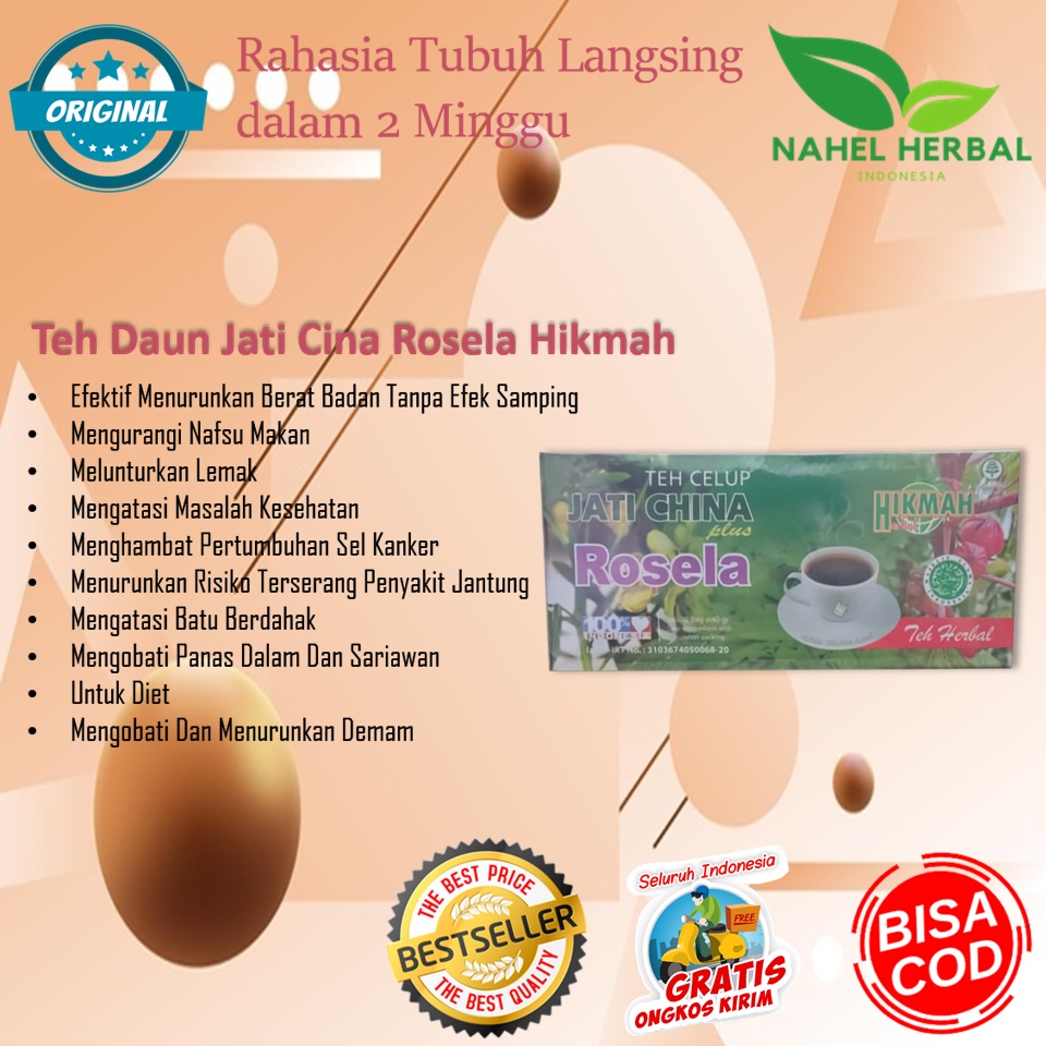 Obat Diet Ampuh Dalam 1 Minggu Bpom - Teh Celup Daun Jati Cina Plus Bunga Rosella Merah Hikmah - Ram