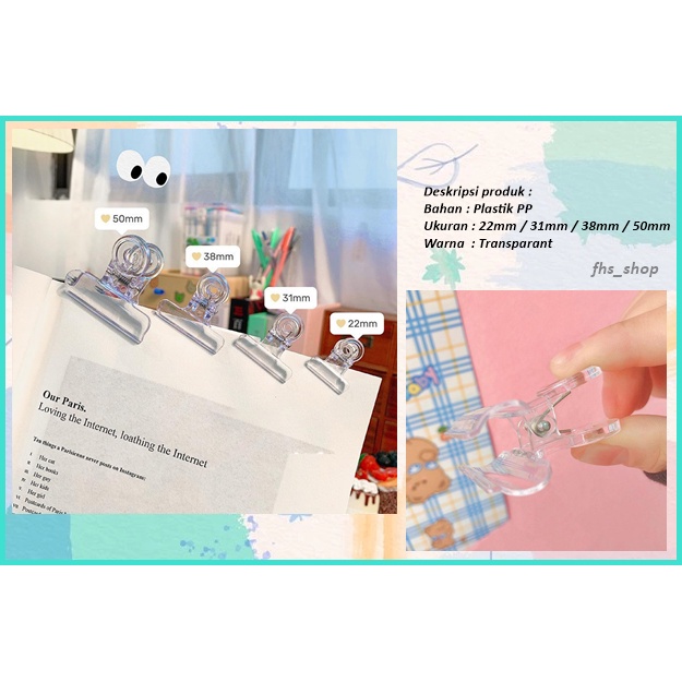 

Klip Kertas Paper Klip Penjepit Kertas Klip Kertas Transparant Style Jepang 22mm 31mm 38mm 50mm