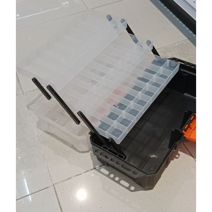 TACTIX Kotak Perkakas Multifungsi Dengan 3 Tray/Toolbox Serbaguna