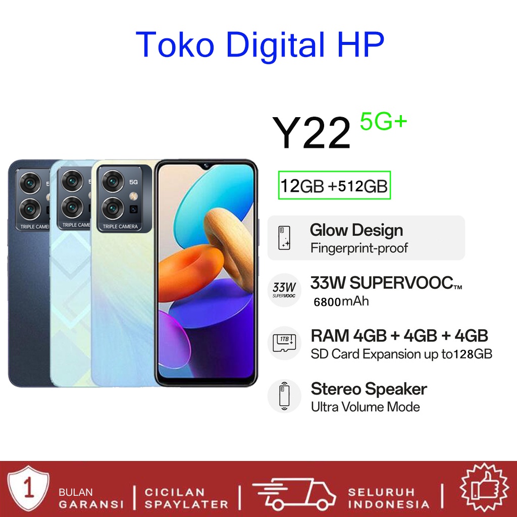 HP Y22 5G 7.5 Inch 12GB + 512GB Smartphone Murah Promosi Android 12.0 Gudang Merek Baru Handphone Asli Layar HD