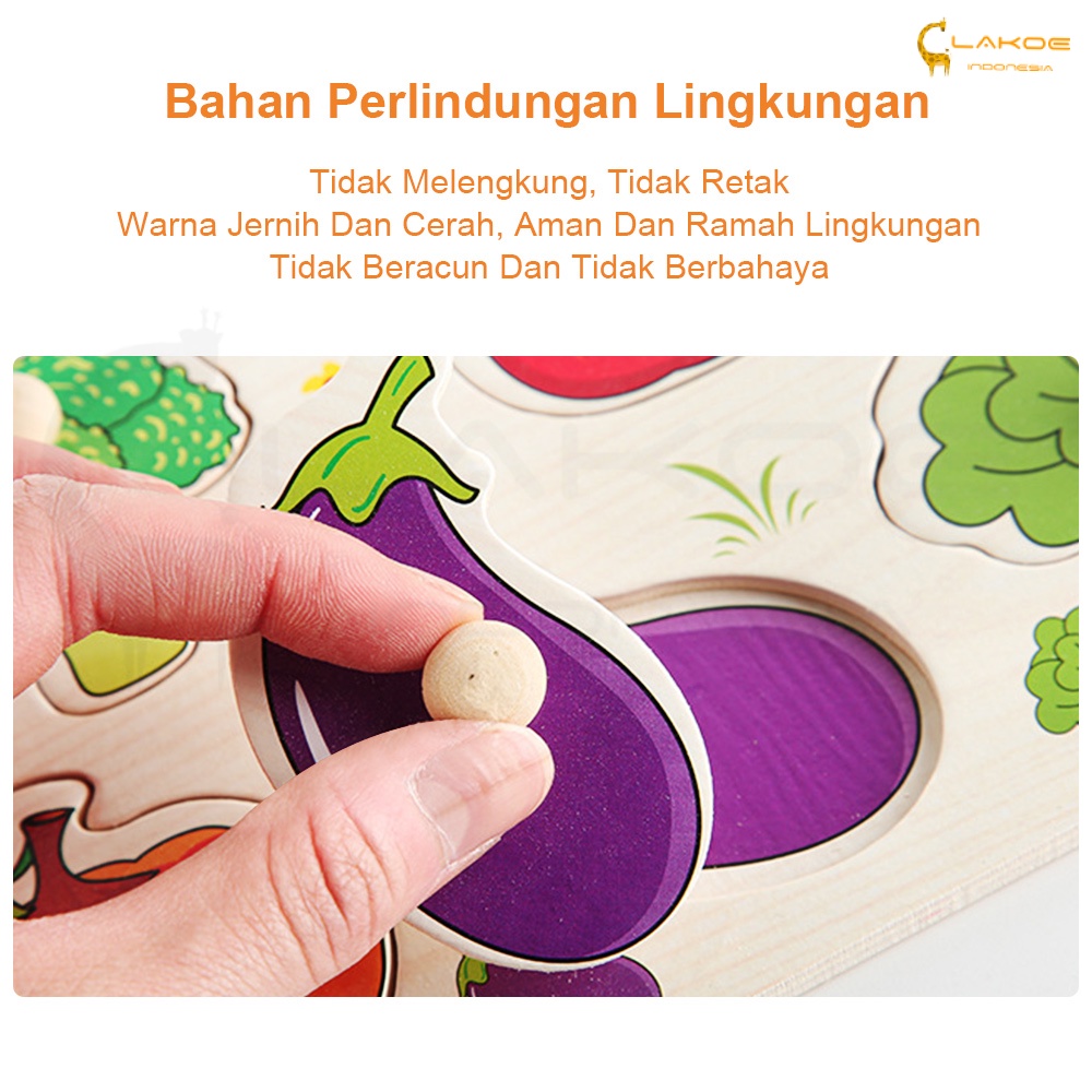 LAKOE Mainan kayu edukasi anak Puzzle Kayu Knob jigsaw puzzle