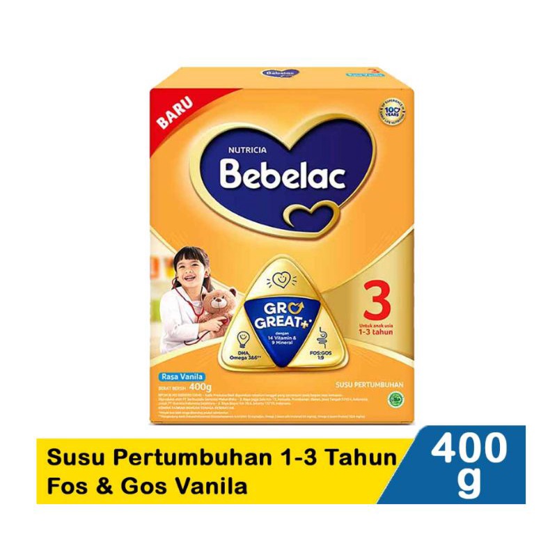 Bebelac 3 Susu Pertumbuhan Fos & Gos Vanilla 400 gram, susu Formula