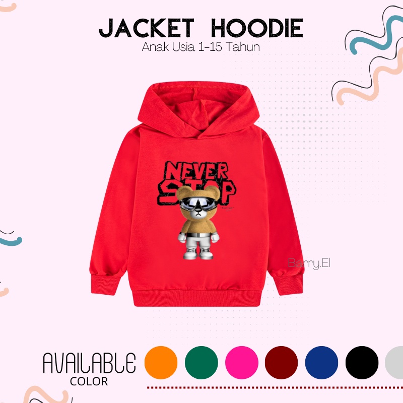 Jaket Hoodie Hudy Atasan Baju Switer Anak Bayi Balita Remaja Perempuan Lucu Motif Gambar Teddy Bear 