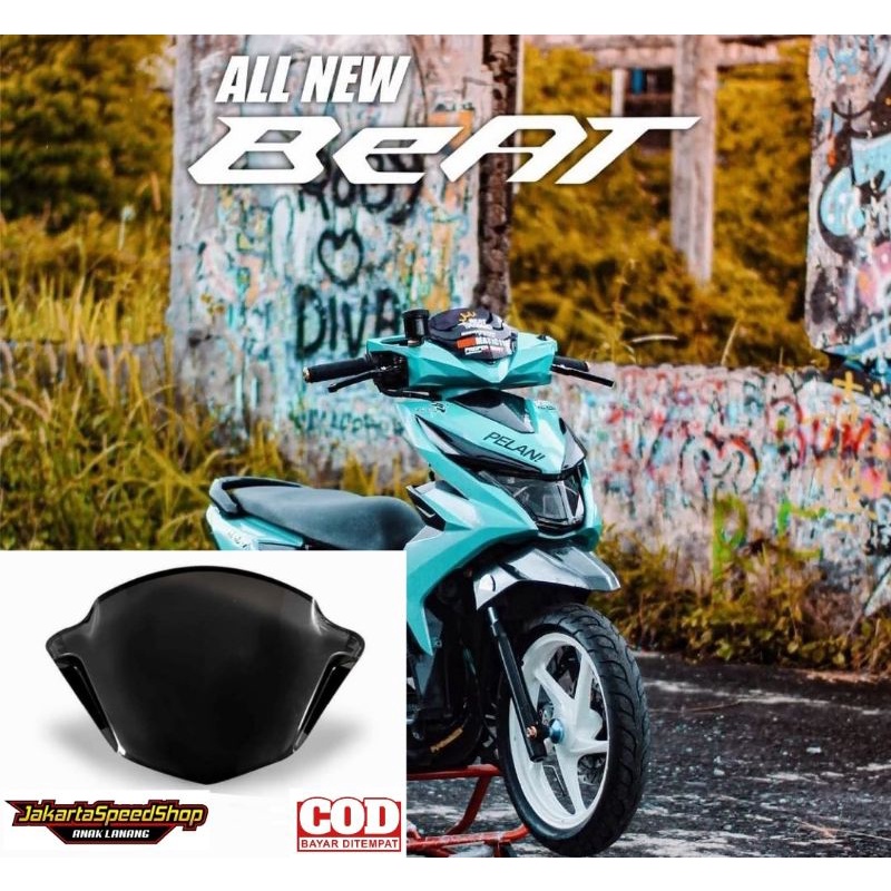 Visor all new honda beat esp led variasi universal bahan akrilik hitam kilap pnp all new honda beat esp led