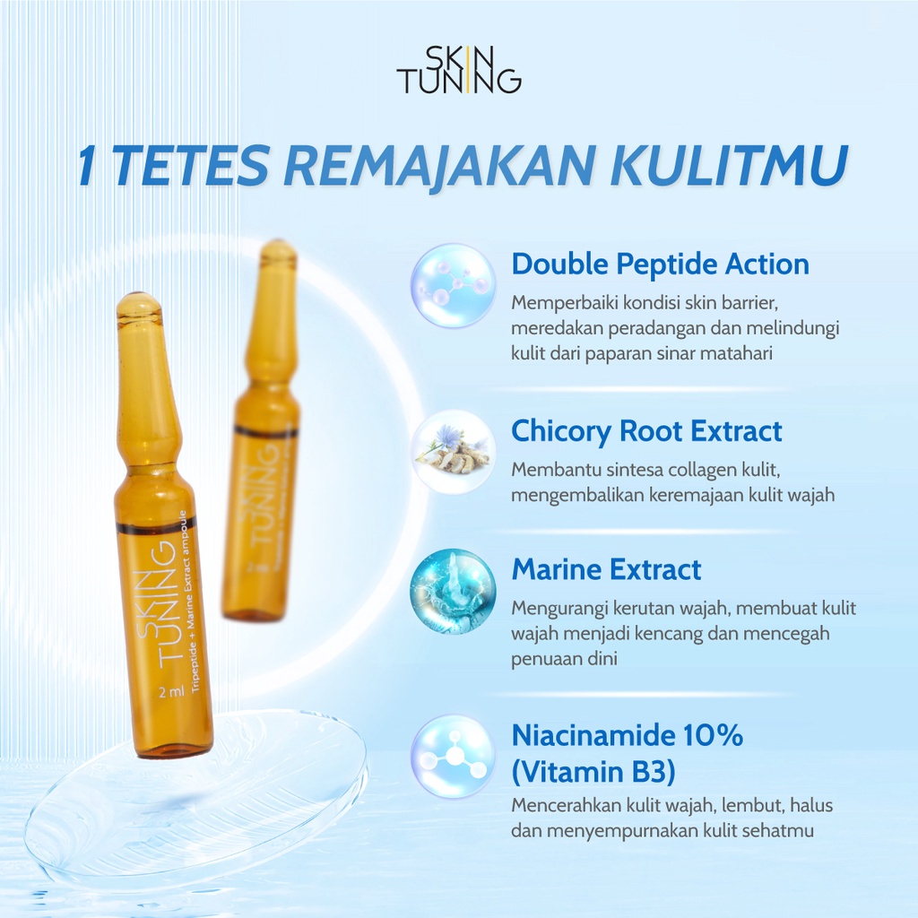 SKIN TUNING Tripeptide Plus Marine Extract Ampoule (Fine Line &amp; Wrinkle) Pelembab Wajah Anti Aging Menghilangkan Kerutan